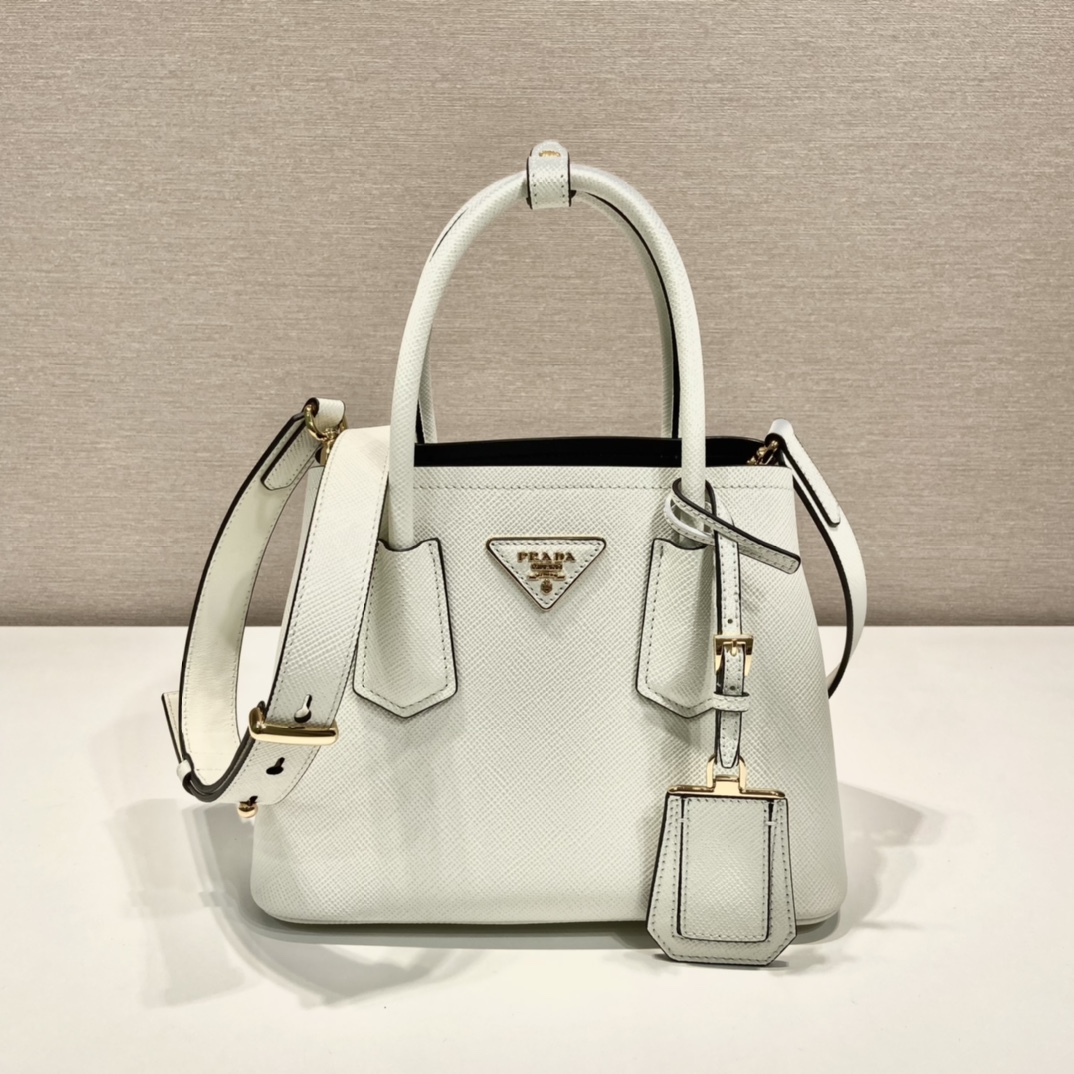 Prada Double Saffiano Leather Mini Bag Shoulder Bag White 1BG443